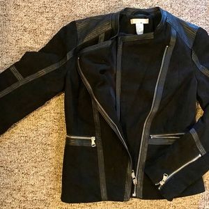 H&M vegan leather-lined moto jacket, black suede, 6